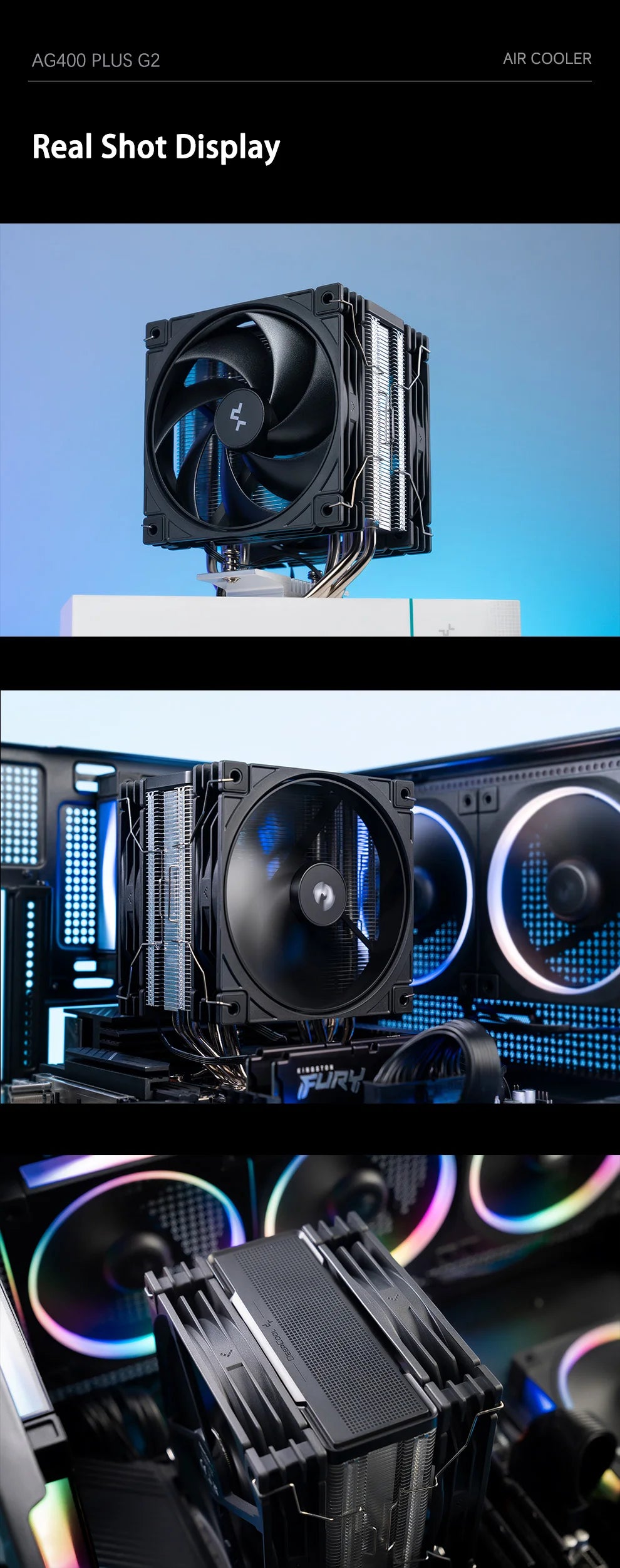 DEEPCOOL AG400 4 caloducs double ventilateur CPU radiateur de refroidissement par Air 2000 tr/min ventilateur de refroidissement de bureau pour Intel LGA1700 1200 115X AMD AM4