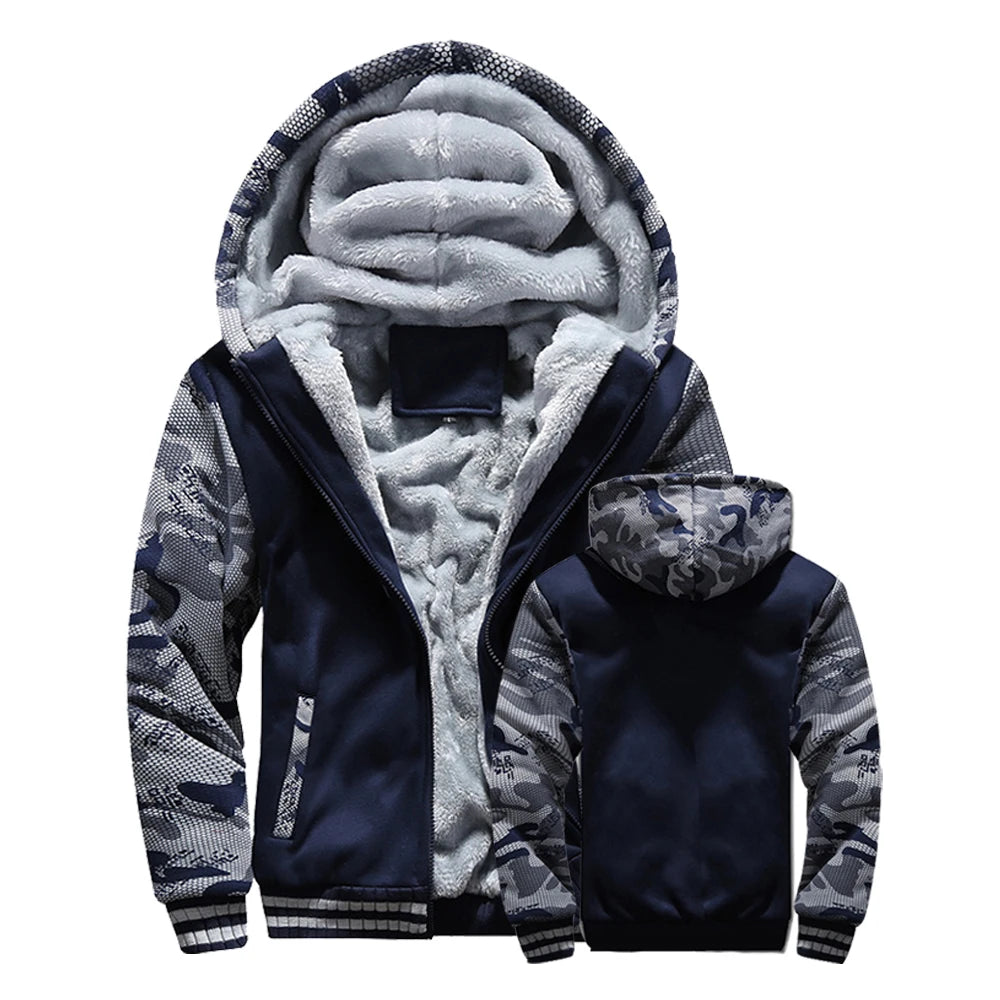 Veste à capuche zippée avec poche pour hommes — pull imprimé, vêtements de sport, automne-hiver 2025