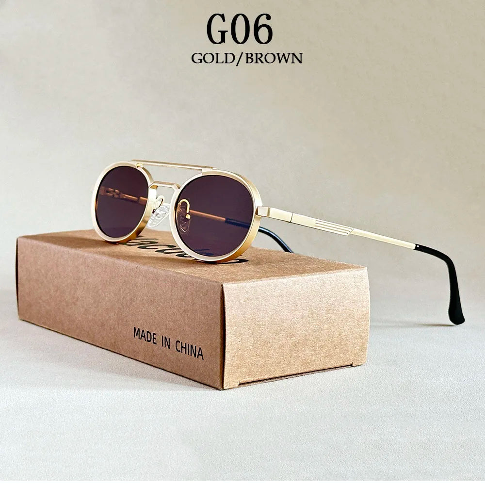 2025 Men's Sunglasses Oval Sunglasses Women's Trendy Vintage Steampunk Luxury Fashion Eyewear Gafas De Sol Hombre Lunette Soleil Femme