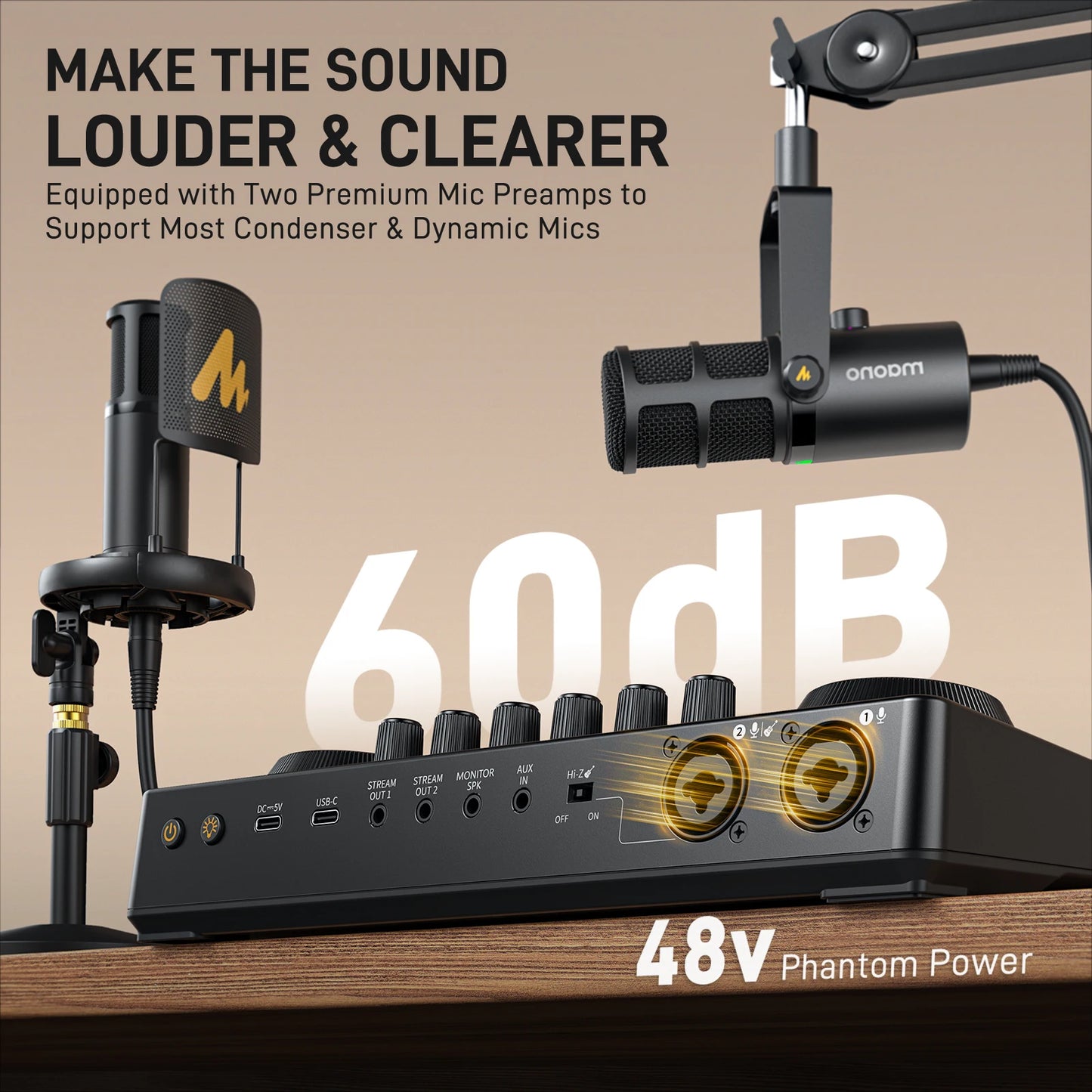 Interface Audio Double XLR — Podcast, Streaming & Gaming Professionnel