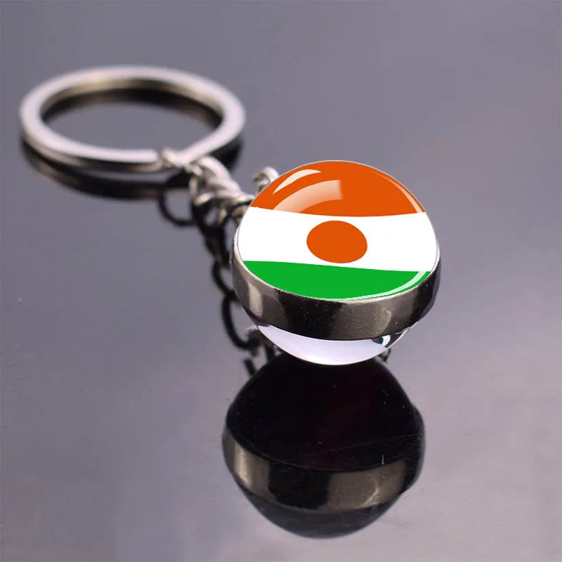 Porte-clés drapeau africain, algérie, somalie, tunisie, maroc, egypte, drapeau National, pendentif boule de verre Double face, cadeau