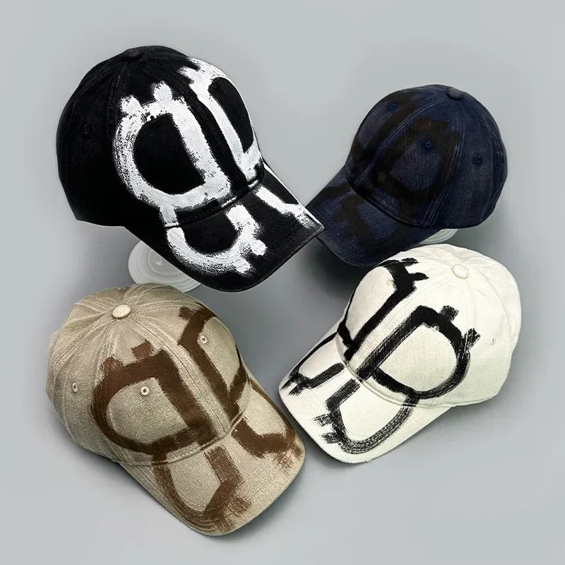 Casquette de baseball graffiti spray vintage délavée — hommes, femmes, hip hop, streetwear