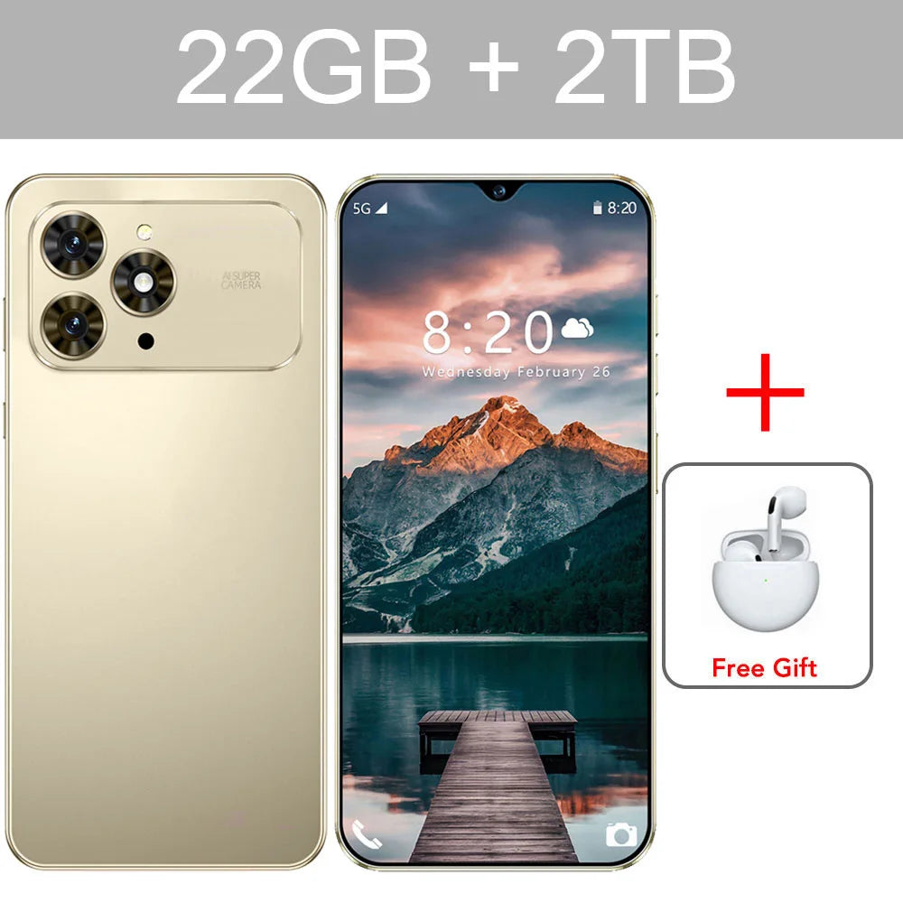 HOT i17 Pro Max téléphones portables 2026 nouveau Original 7.0HD 5G double carte double veille Smartphone 8000mAh Android 15 téléphones mobiles