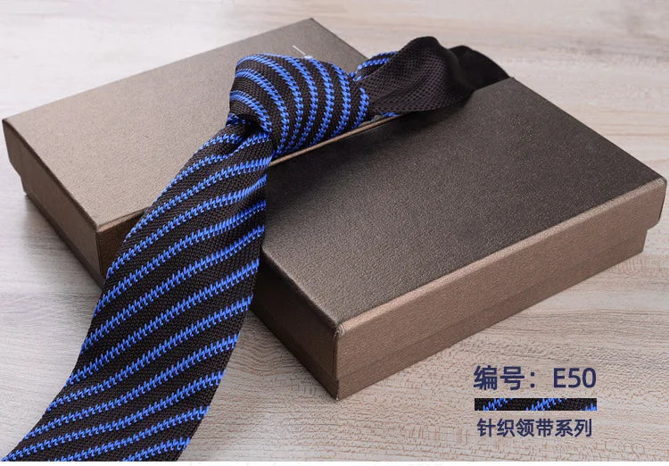Men's Casual British Style Retro Striped Knitted Ties Formal Business Navy Red Brown Handmade Ties Tuxedo Neckties