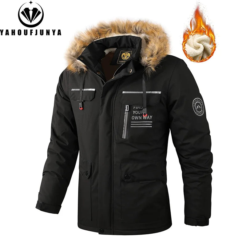 Nueva chaqueta de senderismo con capucha extraíble de forro polar cálido para hombre, chaqueta cortavientos informal para hombre, ropa de abrigo de moda para hombre