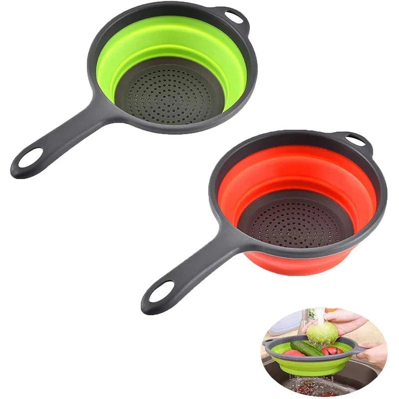 Passoire pliable en silicone avec poignée — égoutter pâtes, légumes, fruits, cuisine