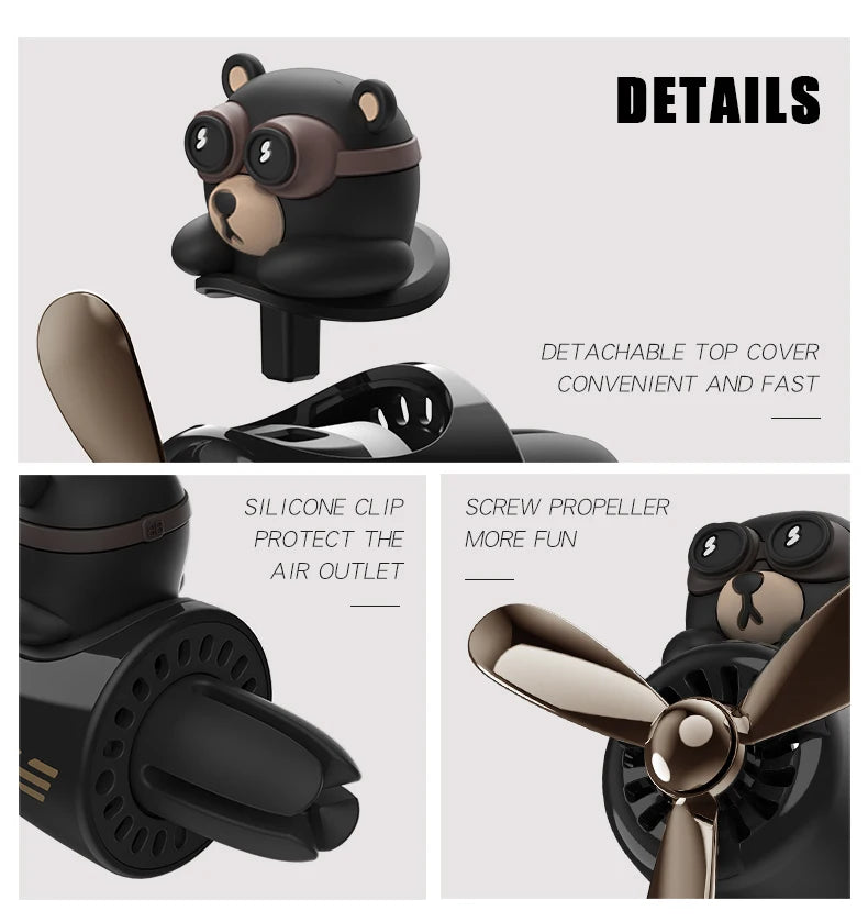 Désodorisant rotatif pour avion, pilote, ours, voiture, accessoires, décorations intérieures, clips de ventilation pour ventilateur, diffuseur de parfum, arôme