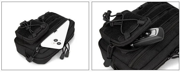 Pochette d'administration horizontale tactique Molle avec poche avant à cordon, pochette modulaire EMT, sac de rangement utilitaire EDC, sac de taille d'extérieur