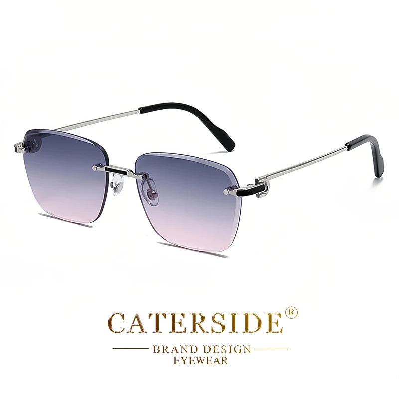 CATERSIDE New Rimless Pilot Sunglasses Men Gradient Sunglasses Women Retro Business Shopping UV400 Sun Glasses For Men