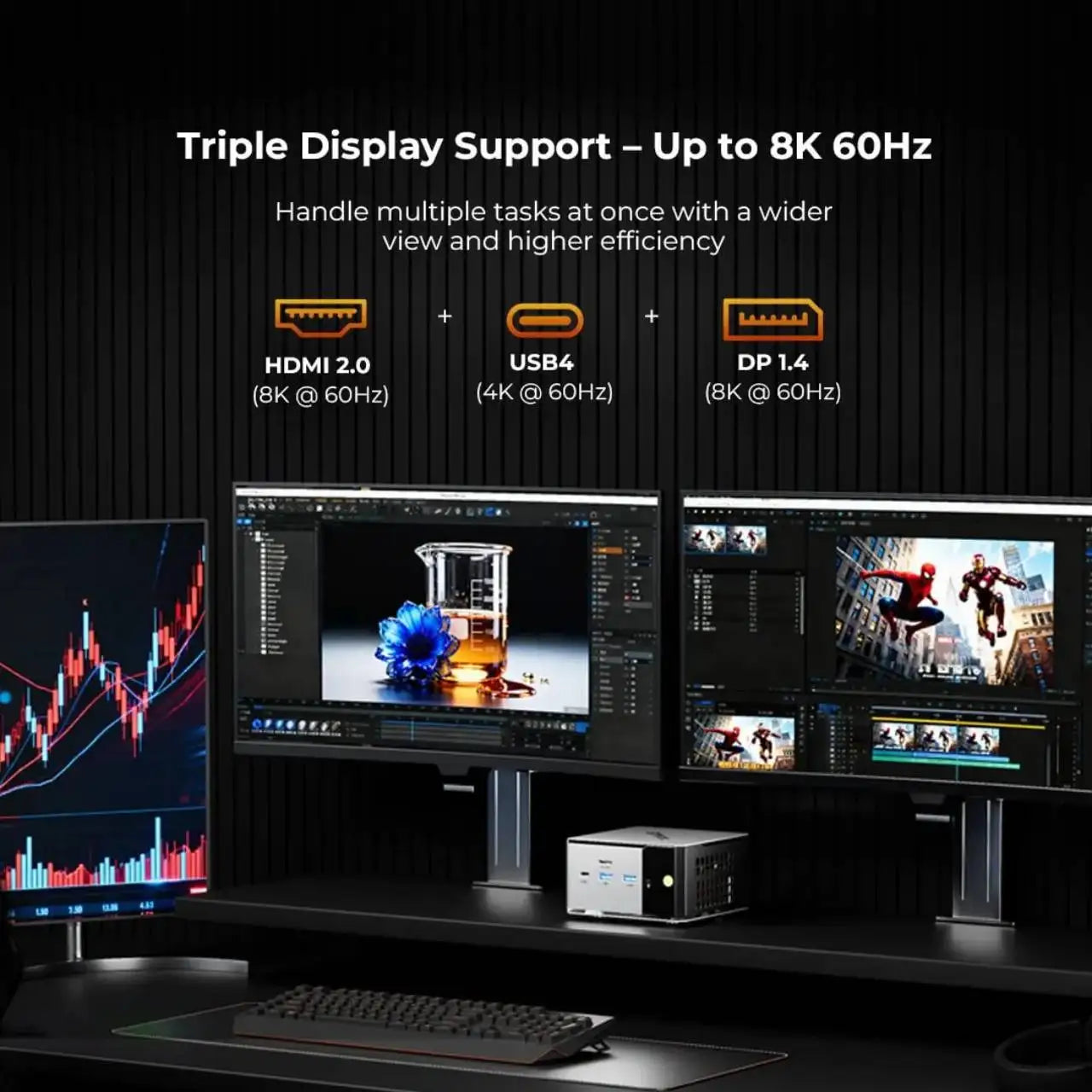 Mini PC GMKtec M8, AMD Ryzen 5 PRO 6650H, 16 Go de RAM, sans SSD, sans système d'exploitation, ordinateurs de bureau miniatures, triple affichage 4K, WiFi 5.2, BT6E, USB-C, DP