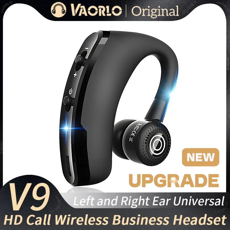 Auriculares Bluetooth VAORLO V9 deportivos para conducir, auriculares inalámbricos con micrófono HD, llamadas manos libres estéreo, auriculares de negocios Muics V8
