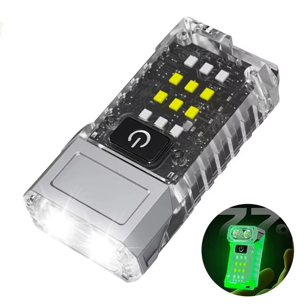 MINI lampe de poche LED Rechargeable par USB, lampe de poche Portable à aimant arrière, lanterne de Camping Super brillante, lumière de secours COB latérale