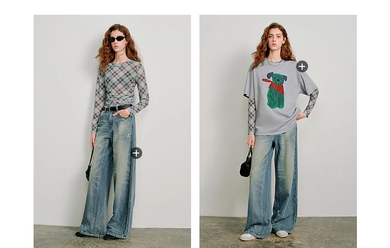T-shirt femme en maille imprimé 2026 — printemps, taille découpée, Y2K, hauts courts