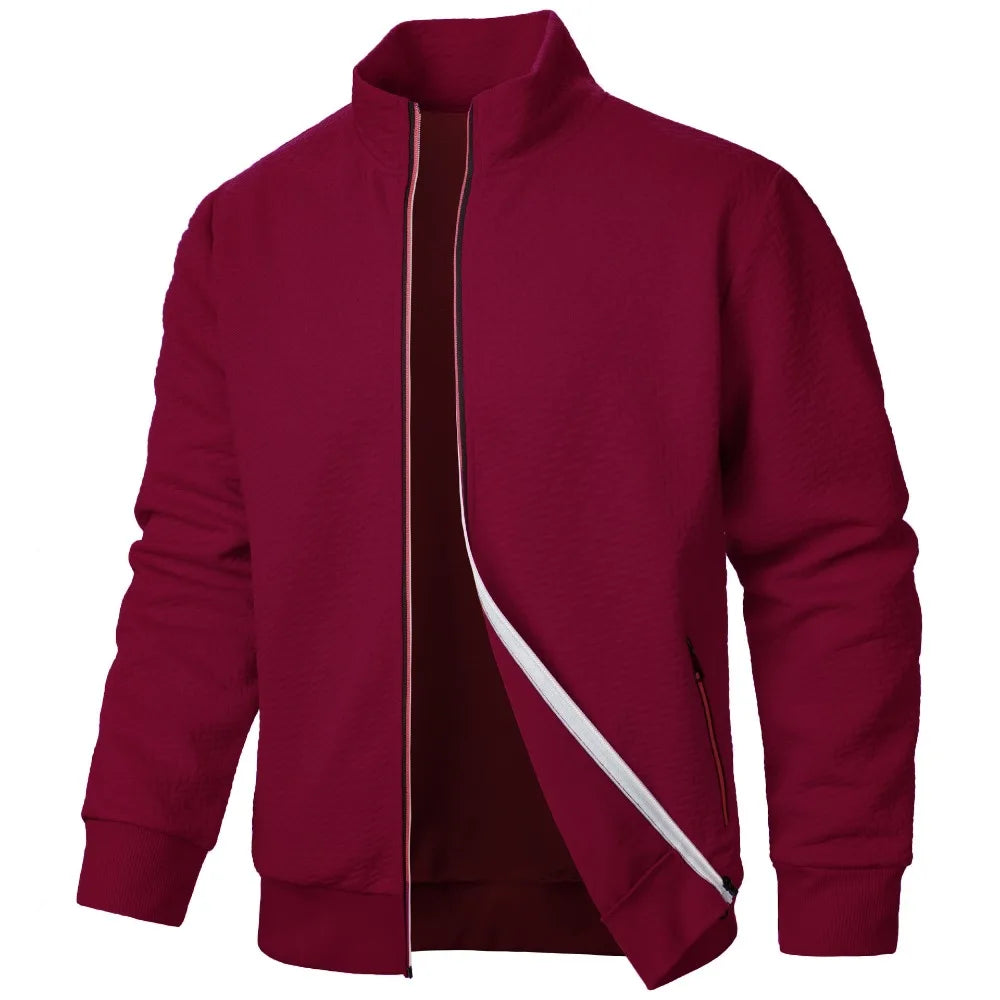 Men's Hooded Jacket with Zipper and Stand-up Collar, Casual Jacquard Cardigan, PVD, Subscriber Document, New Spring Autumn Collection