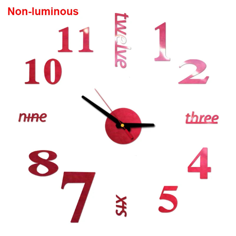 Reloj de pared, reloj de pared luminoso DIY, reloj de cuarzo, pegatinas de espejo acrílico, reloj de pared, decoración de pared, decoración cálida del hogar.
