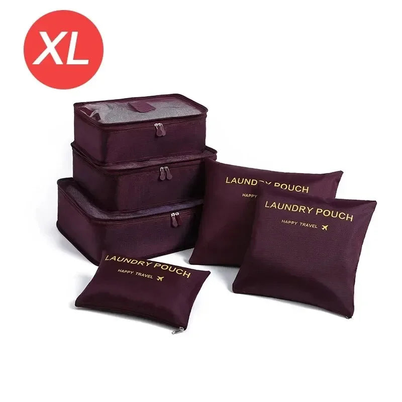 Organizador de viaje de gran tamaño, 6 piezas, maleta portátil, ropa, zapatos, neceser de maquillaje, organizador de equipaje, bolsa de almacenamiento de viaje