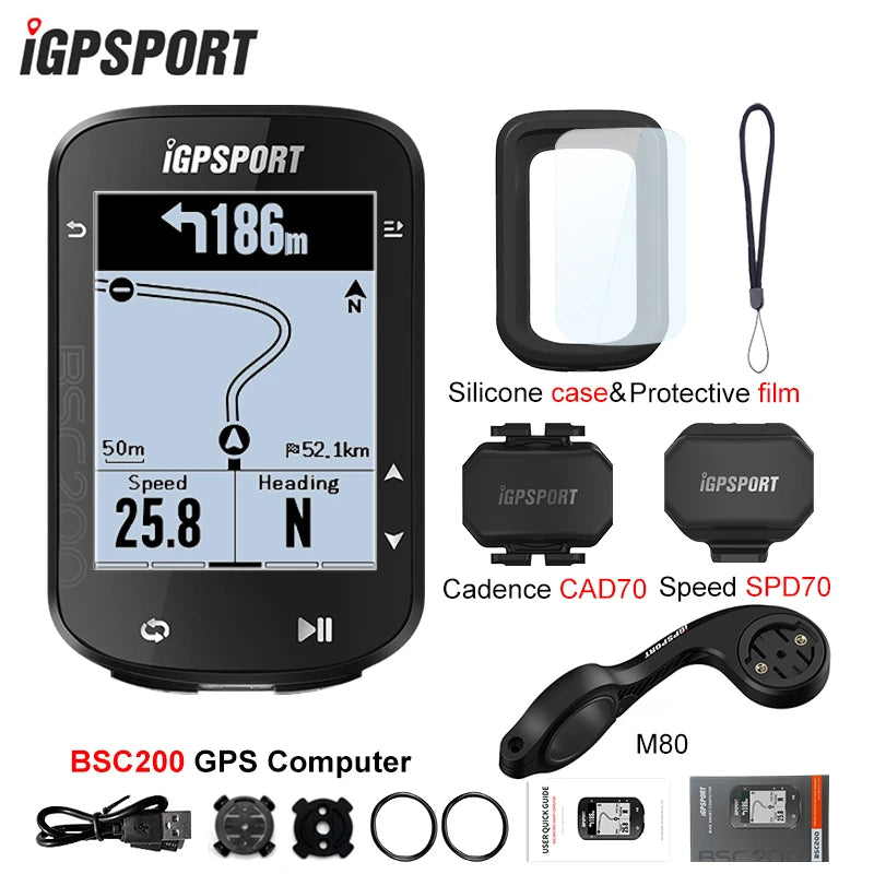 Ordinateur de vélo GPS sans fil — compteur de vitesse numérique, navigation route, chronomètre, odomètre