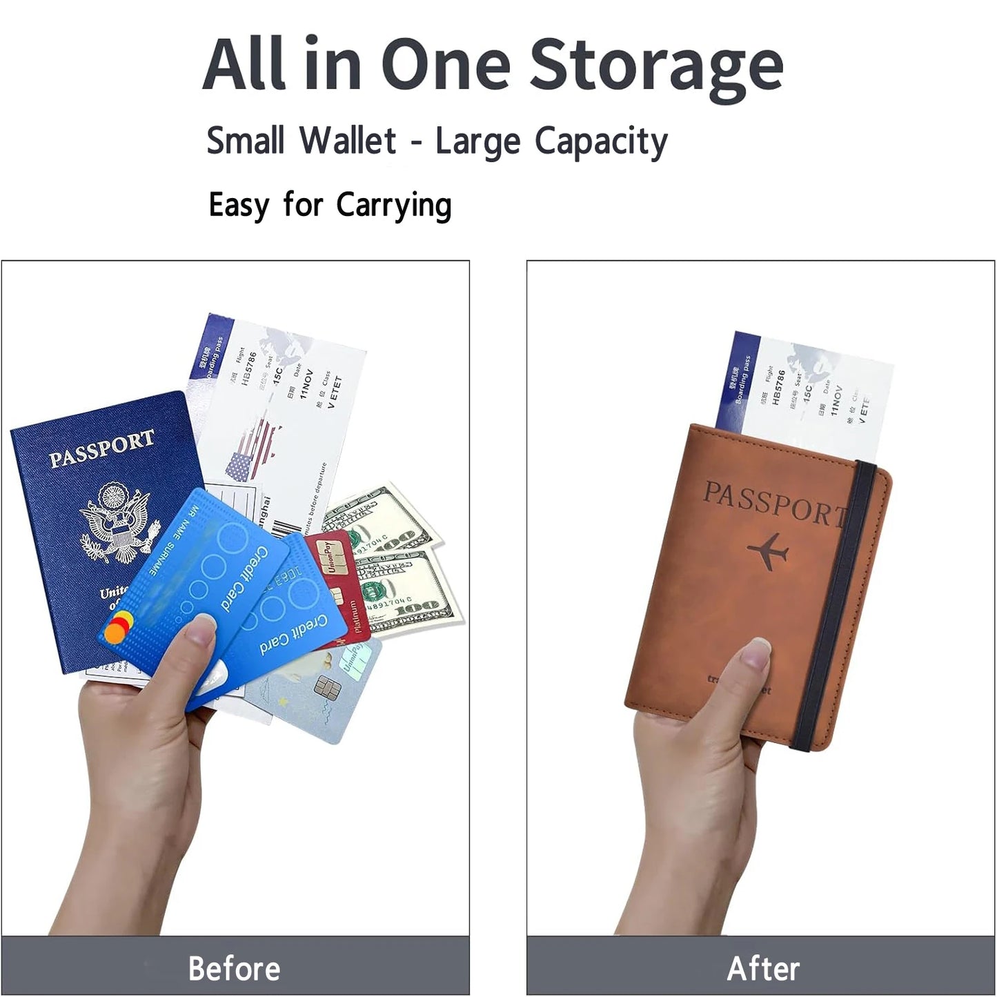 Portapasaportes para viaje Essentials, estuche cartera para accesorios de viaje, portapasaportes para mujer/hombre