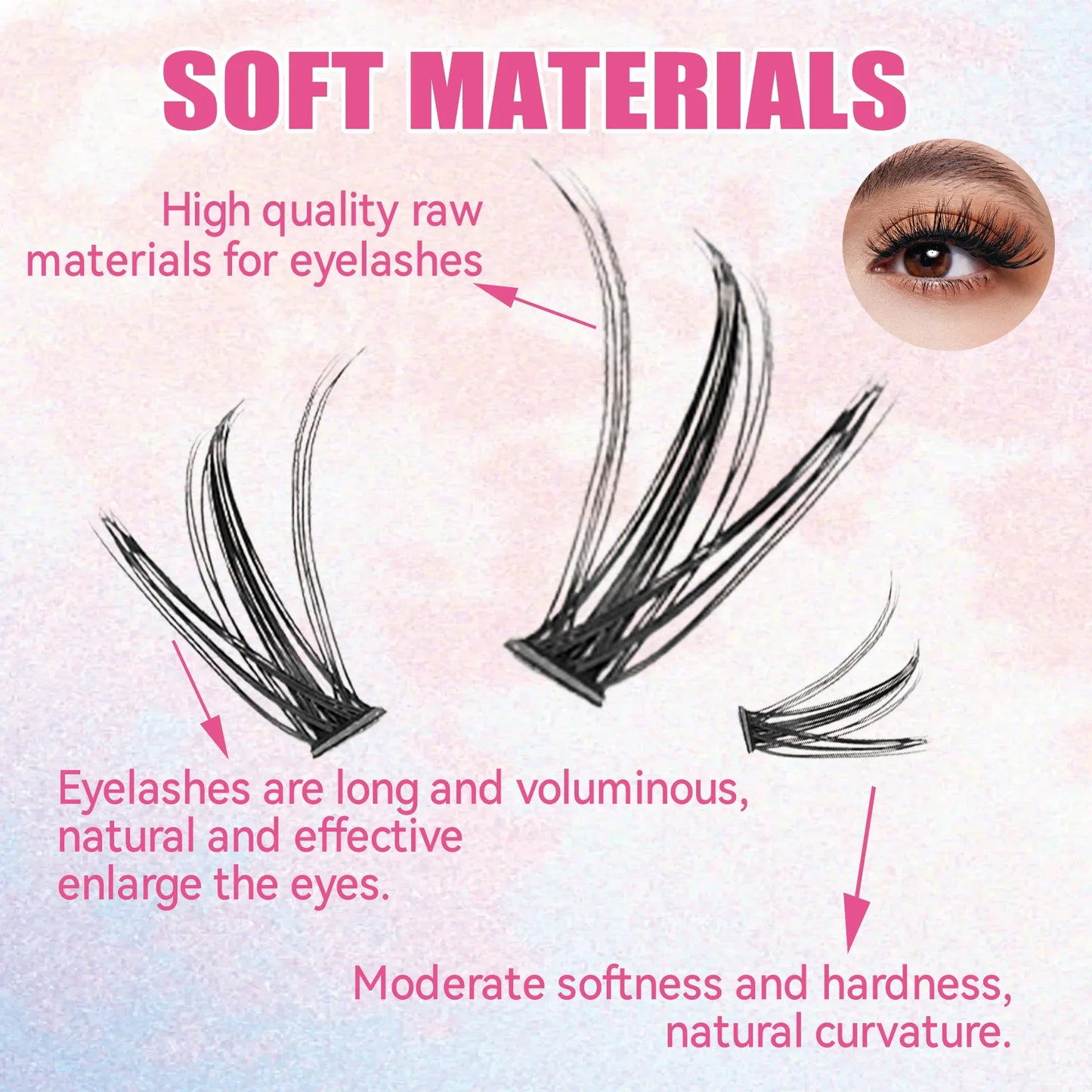 Kit de extensión de pestañas DIY, grupos de pestañas, unión y sellado de pestañas, herramientas de maquillaje para pegar pestañas, accesorios de pegamento, 200 piezas