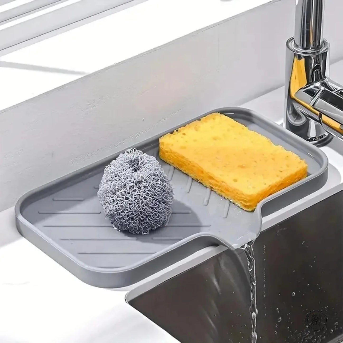 Bandeja de silicona para fregadero con drenaje, soporte de almacenamiento para esponja de jabón, encimera de fregadero, cepillo para fregar, soporte de almacenamiento, organizador de cocina