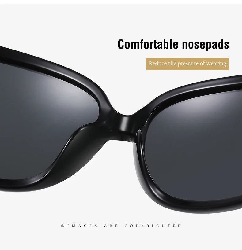 Lunettes de soleil polarisées pour femme — design mode classique, grand cadre, vintage