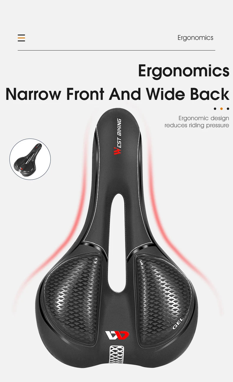 Selle vélo route et VTT en PU — respirante, souple, coussin ergonomique, course