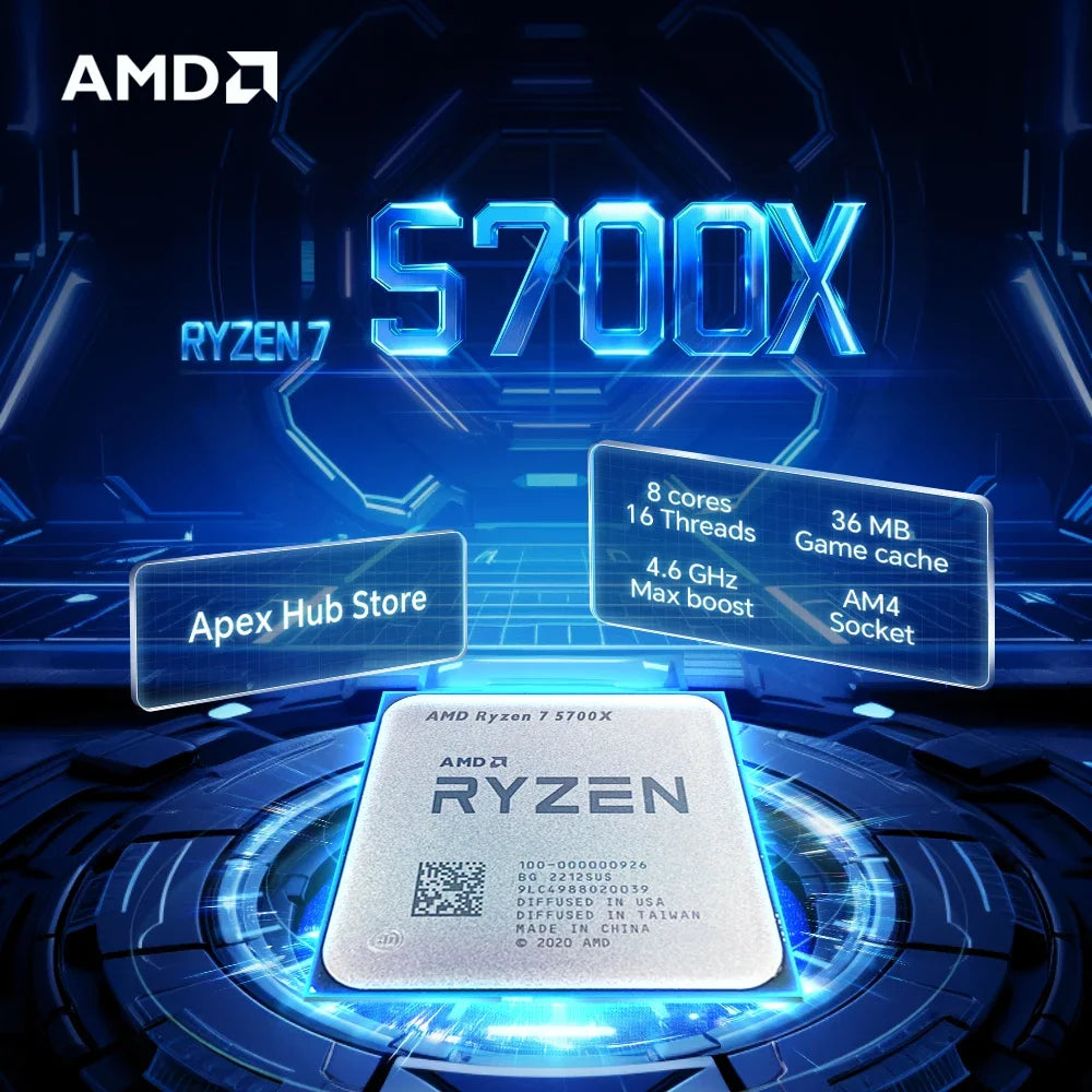 Nouveau processeur de jeu AMD Ryzen 7 5700X 8 cœurs 16 threads AM4 Applicable à B550 3.4GHz 65W 7NM L3 = 32M R7 5700X DDR4 sans ventilateur