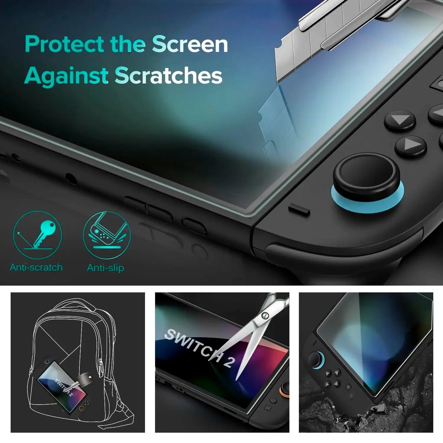 Protecteur d'écran en verre trempé HD pour console portable 2025 — transparent, anti-rayures