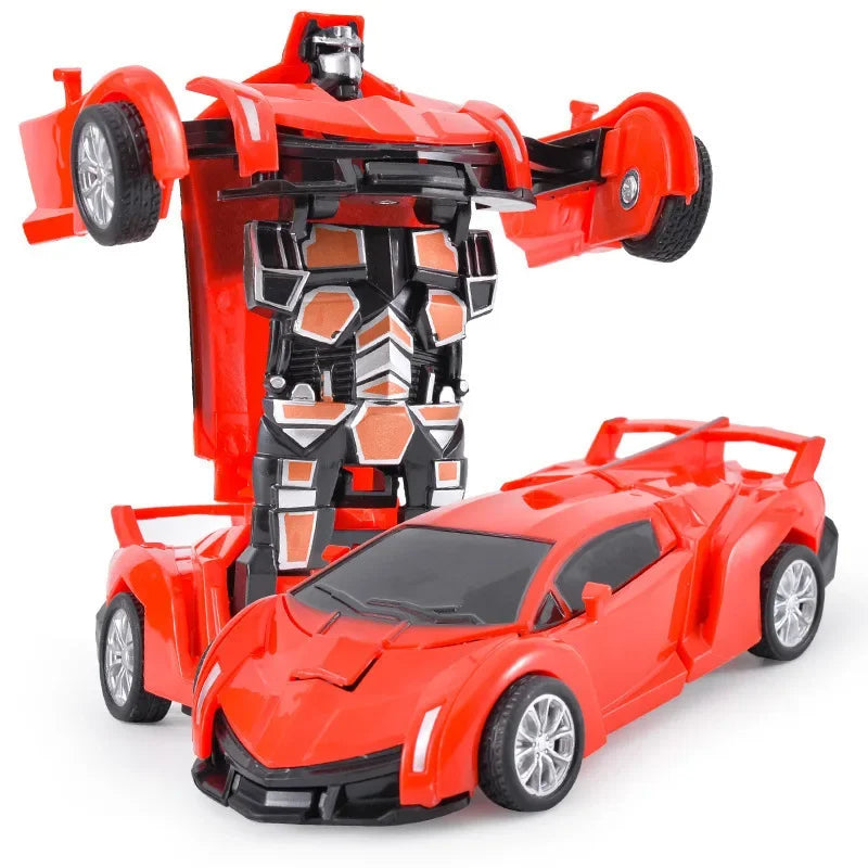 Coche de juguete de cambio de forma de impacto inercial para niños, robot Autobot de cambio de forma con un solo botón, rompecabezas de cambio de forma, colisión