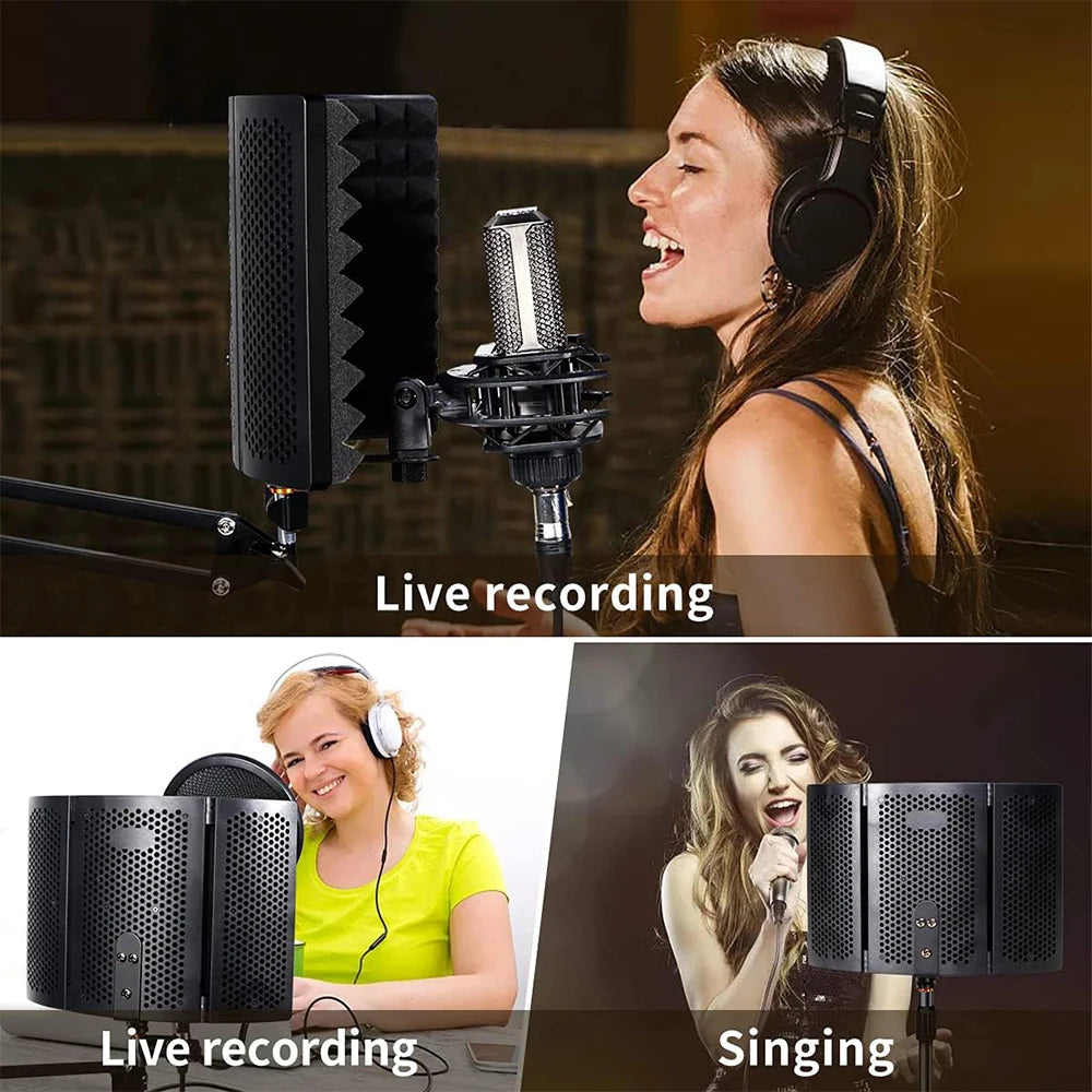 Capot d’Isolation Acoustique Pliable pour Microphone — Triple Isolation Studio