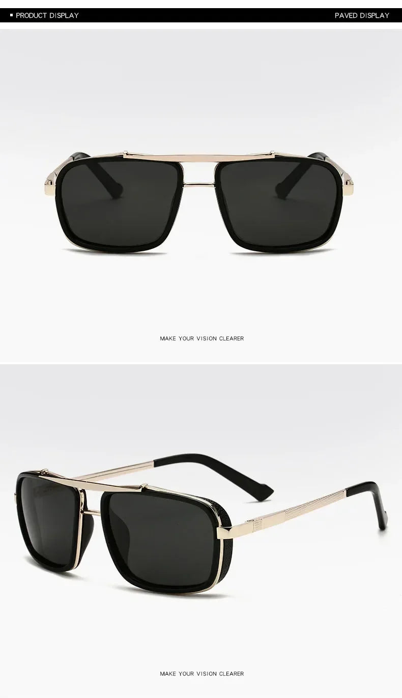 Lunettes de soleil polarisées Punk pour hommes, Vintage, mode Steampunk, carrées, pour la conduite, pour les voyages d'été, UV400