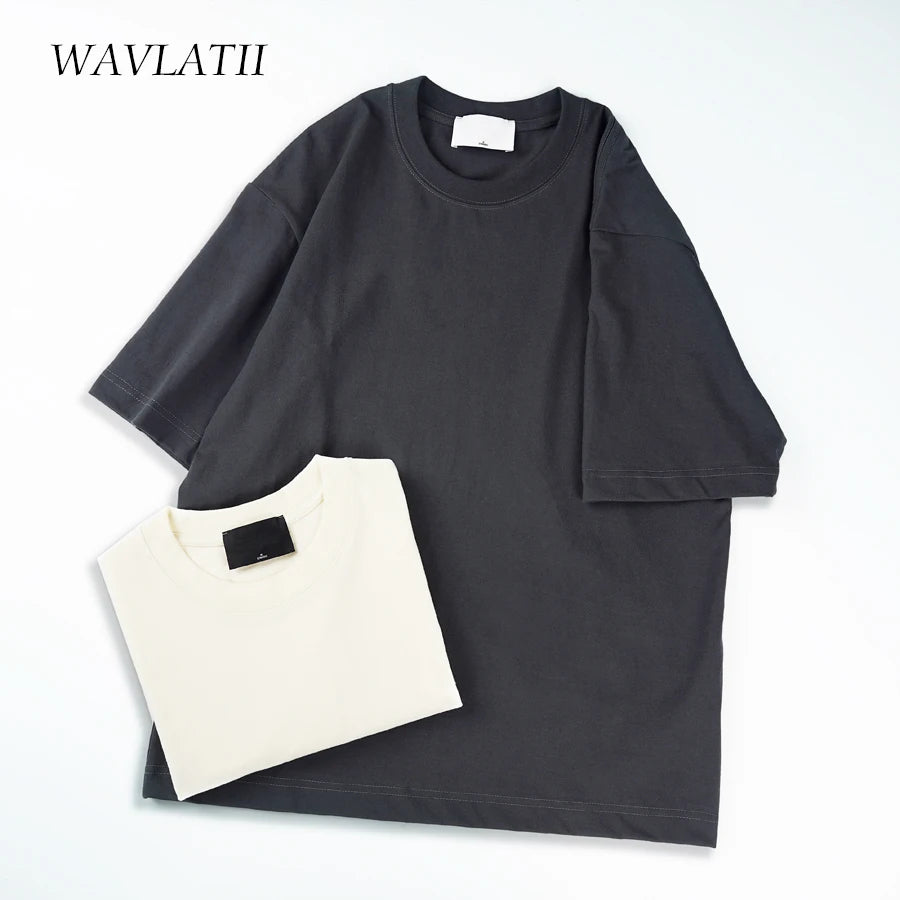 WAVLATII Camisetas oversized de verano para mujer y hombre, color café, informales, estilo coreano, Streetwear, camisetas básicas unisex, lisas, de moda juvenil