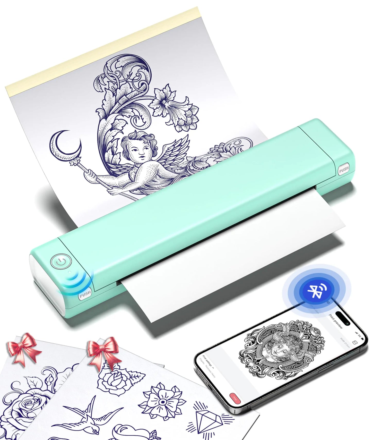 Phomemo – Bluetooth Tattoo Stencil Printer, M08F Wireless Tattoo Transfer Machine with 10 Free Transfer Papers, for Artists and Beginners