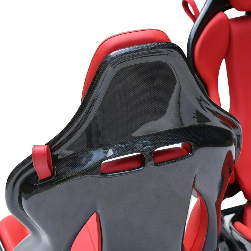 Siège de course enveloppant — appui-tête en fibre de carbone, broderie, supercar, durable