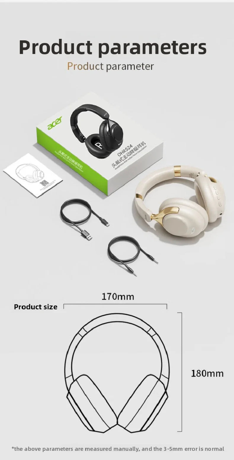 Acer OHR524 – Casque Bluetooth gaming ANC 360° avec micro HD et son surround pour gamer