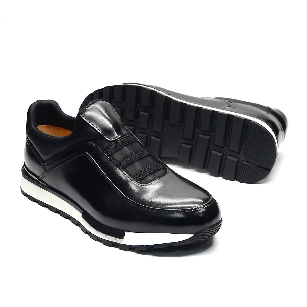 Diseño clásico de marca, alpargatas casuales para hombre, de cuero vacuno genuino, hechas a mano, sin cordones, a la moda, zapatillas mocasines para hombre, zapatos para hombre