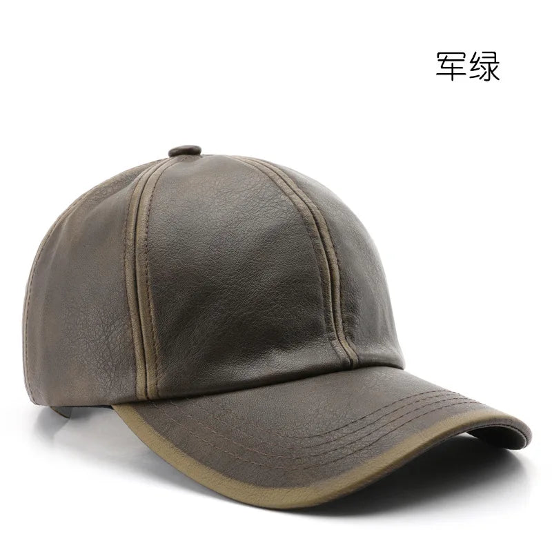 Men's and Women's Leather Baseball Cap, High Quality Snapback, Street Hip Hop Trucker Hat, Hat for All Seasons, Luxury Brand, Winter Cap, New