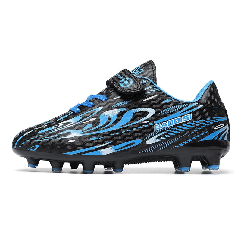 Chaussures de Football TF Enfant & Garçon Cuir Verni Basses — Gazon Synthétique & Futsal, Toutes Saisons