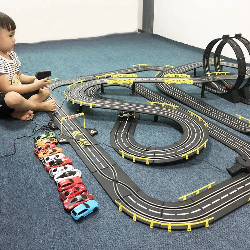 Voiture électrique 1/43, Double piste de course, jouet, Circuit Autorama, Voiture télécommandée, fente ferroviaire électrique, jouet de voiture de course