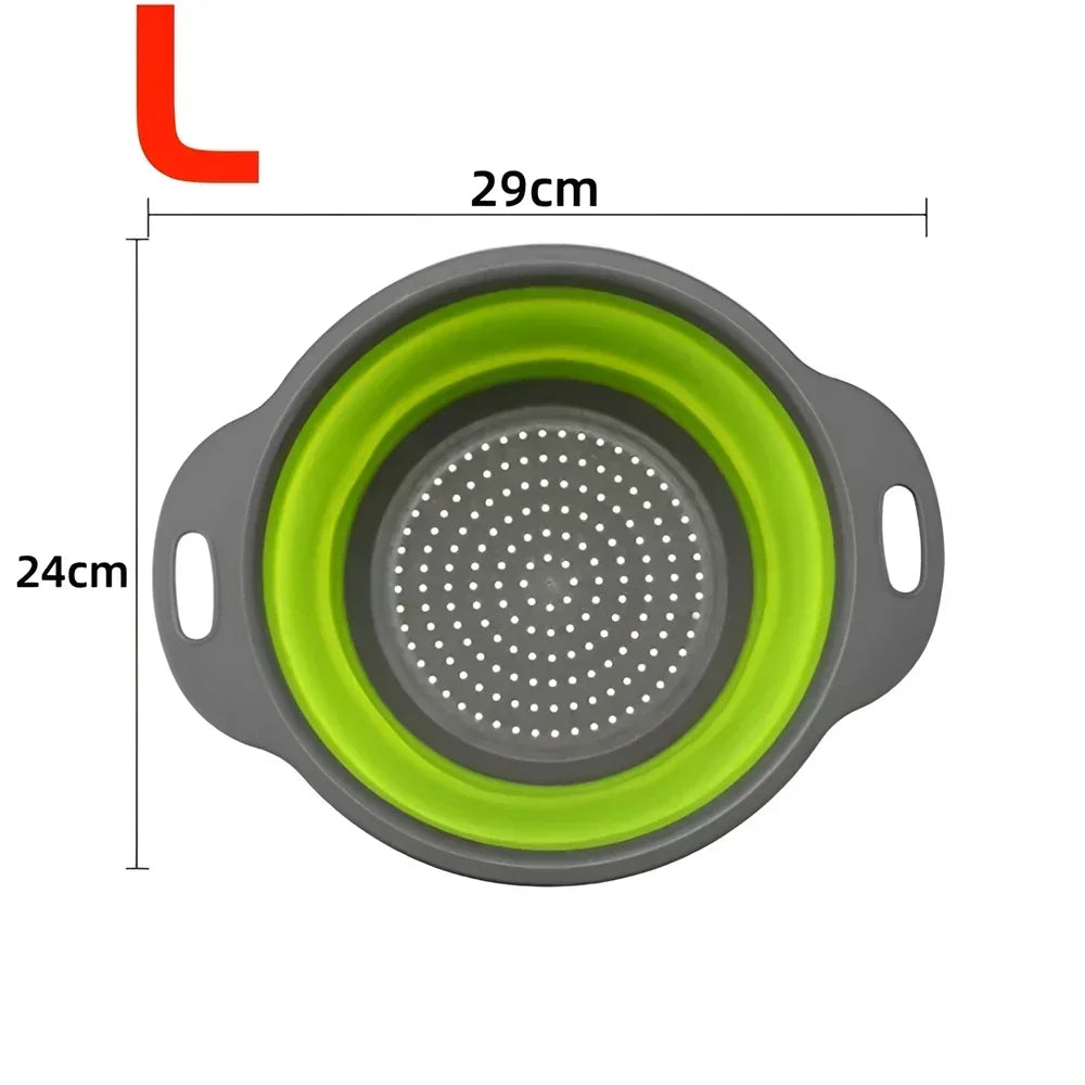 2pcs Silicone Collapsible Strainer Basket, Foldable Colander for Fruit Vegetable, Kitchen Strainer for Food Pasta Kitchen Tools Drainage Device