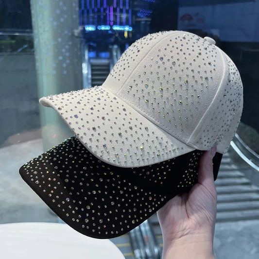 Gorra de béisbol de strass para hombres y mujeres, de algodón, diamantes, Snapback Hip Hop, visera exterior, sombreros para el sol