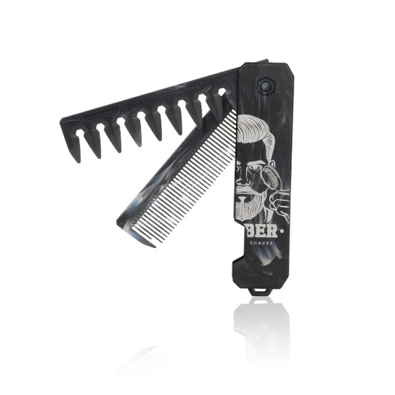 Nouveau 1/2/3 en 1 peignes pliants de poche en plastique à dents larges tête d'huile peigne barbe peignage barbier tondeuse peigne Salon outils de coiffure