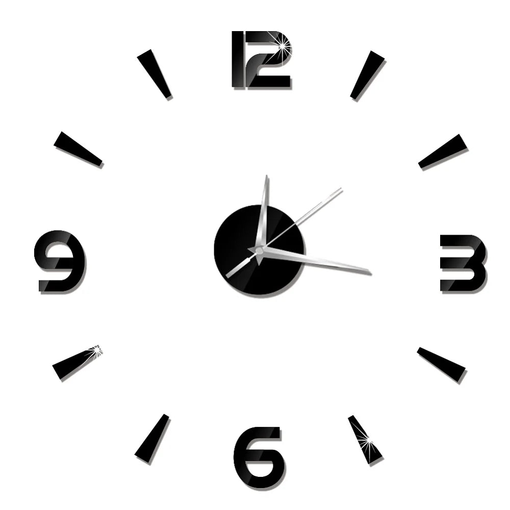 Creative Frameless Wall Clock, Silent Wall Sticker for Home, Acrylic Mirror Sticker, Wall Decor for Living Room and Office, DIY