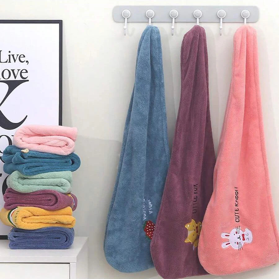 Bonnet de séchage de cheveux de Style brodé, serviette de cheveux épaisse en molleton de corail pour salle de bain, bonnet de douche absorbant à séchage rapide pour femmes, 1 pièce