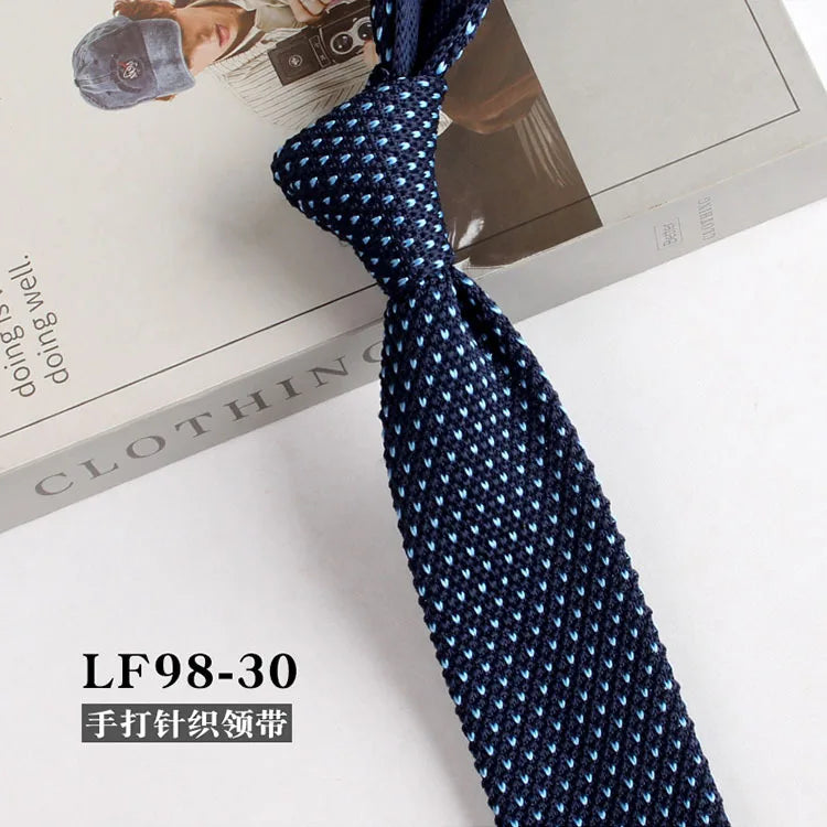 Cravates tricotées rayées pour hommes, rétro étroit, Style coréen, chemises décontractées, accessoires, costume, cravate