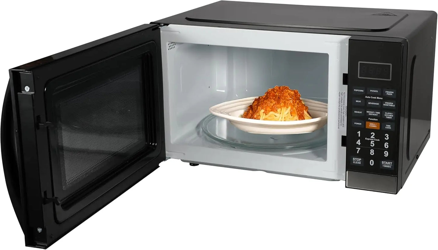 Four à micro-ondes 1,1 pi³ avec fonction grill intégrée — 1100W, acier inoxydable, affichage LED, 11 niveaux de puissance