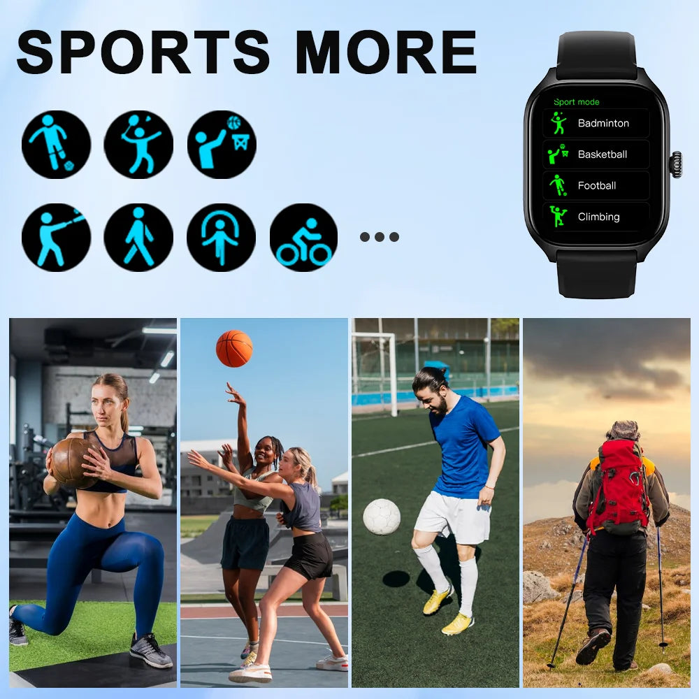 Smartwatch Appels Bluetooth — Calories Fréquence Cardiaque Oxygène Sanguin