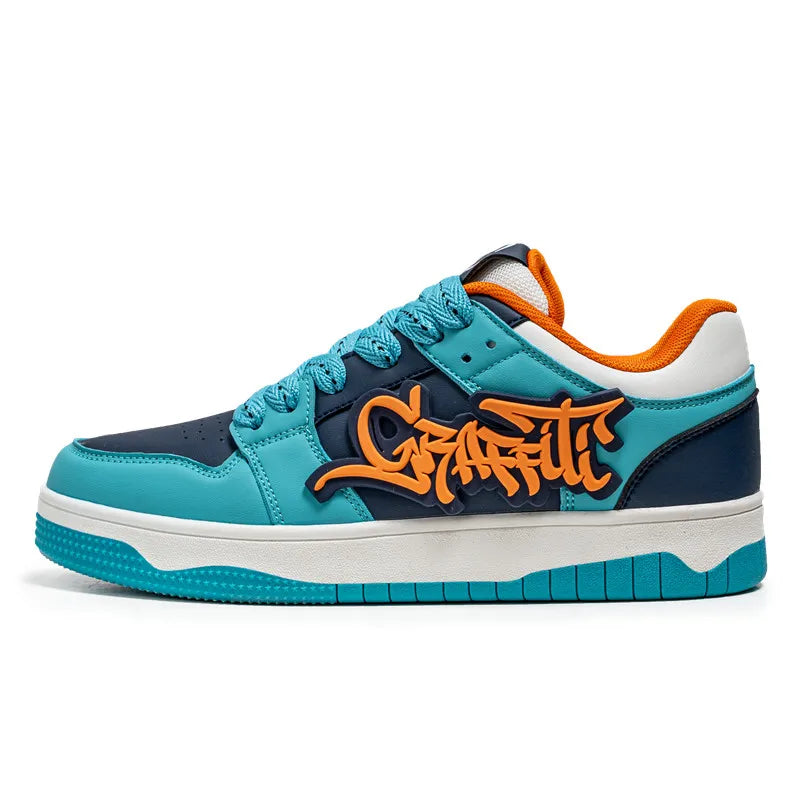 Blue Fashion Designer Skateboard Shoes Men Streetwear Hip Hop Sneakers Men Luxury Platform Skateboard Sneakers Men Basket Homme
