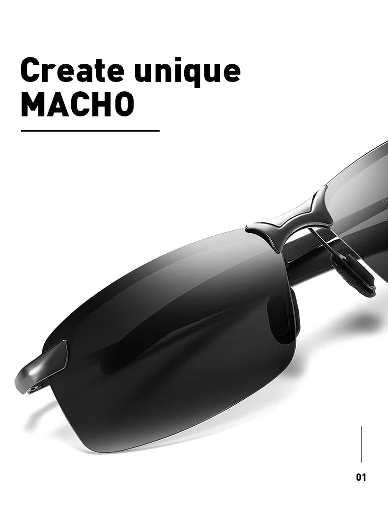 Lunettes de soleil polarisées classiques en métal pour hommes, mode, conduite, pêche, demi-monture, rétro, marque de luxe, lunettes de créateur, UV400