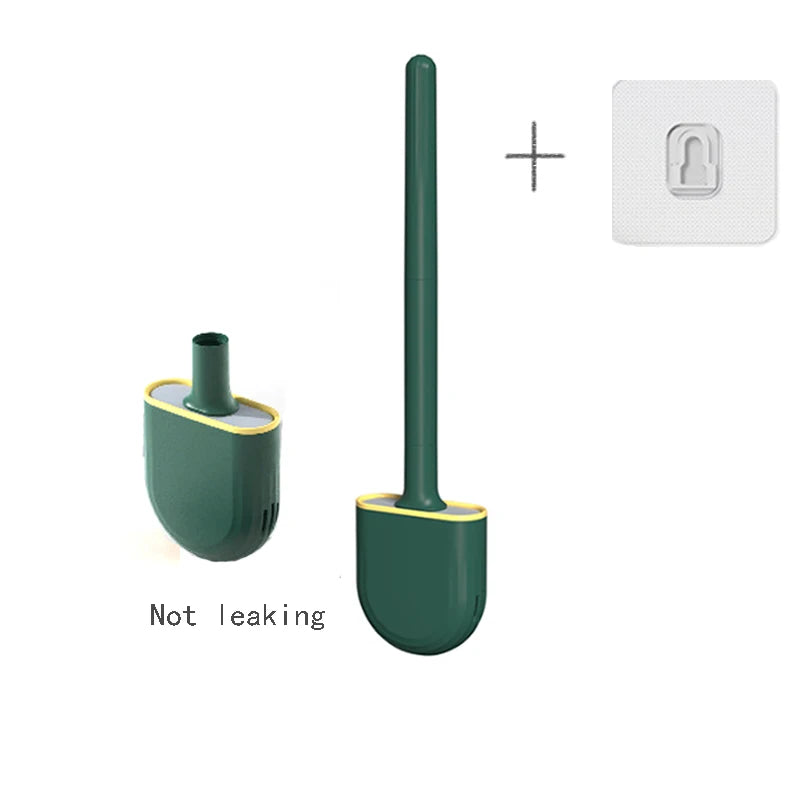 Brosse de toilette murale avec support, brosse de toilette en silicone à long manche, poils souples, accessoires pour livres et WC